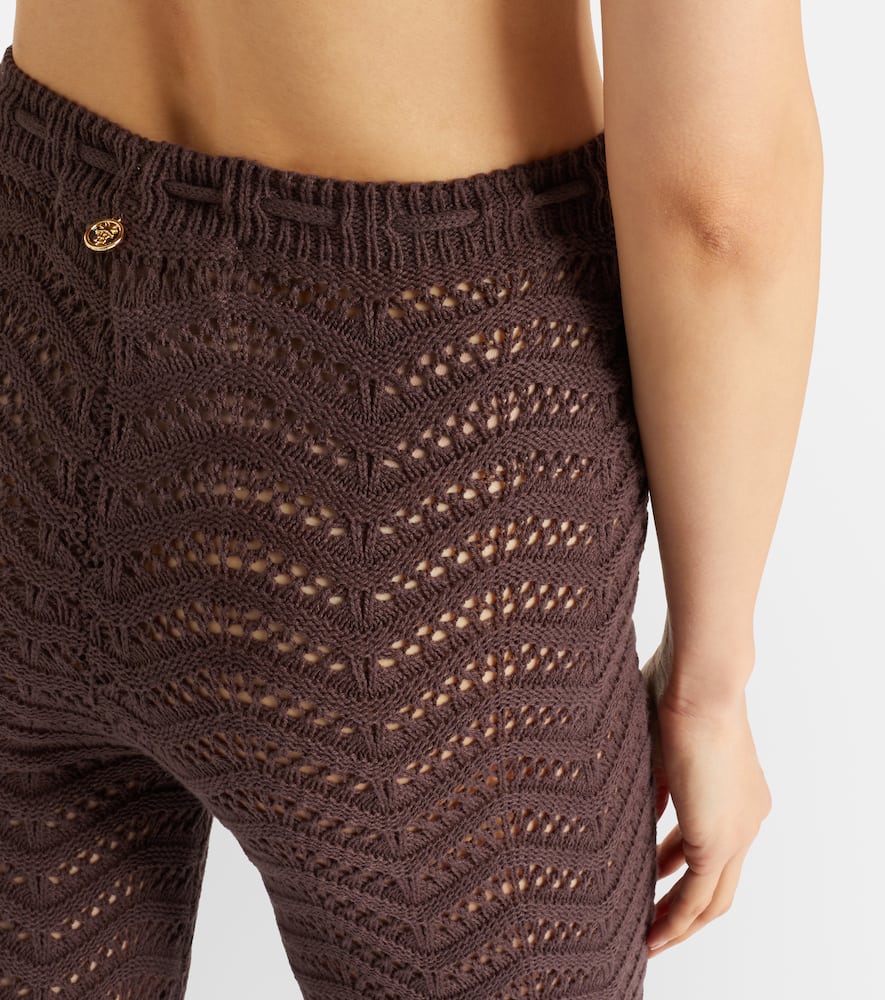Kim open-knit cotton-blend flared pants