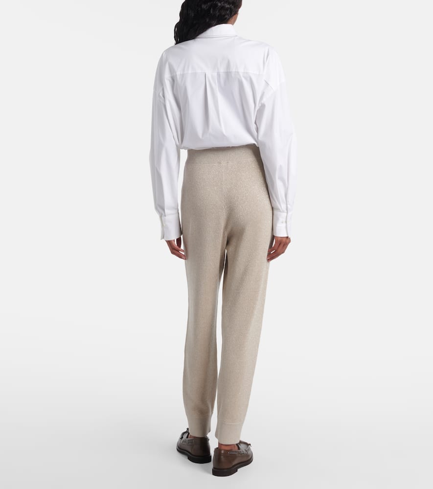 Ribbed-knit cashmere-blend tapered pants