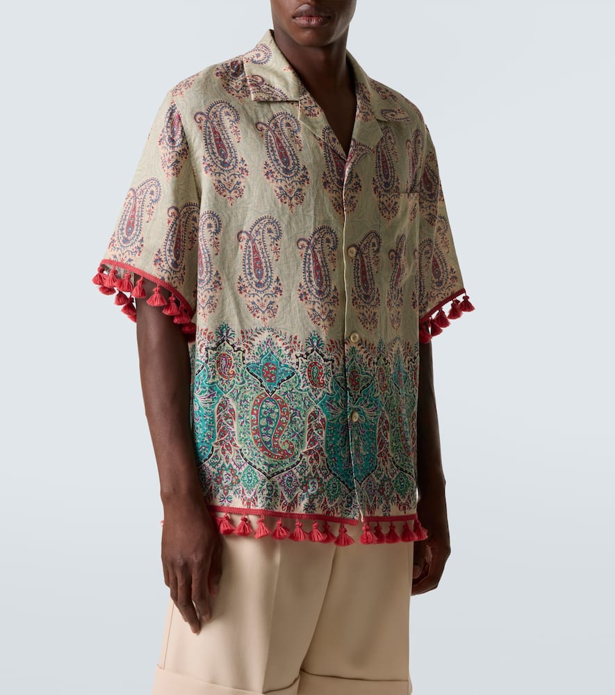 Paisley linen bowling shirt