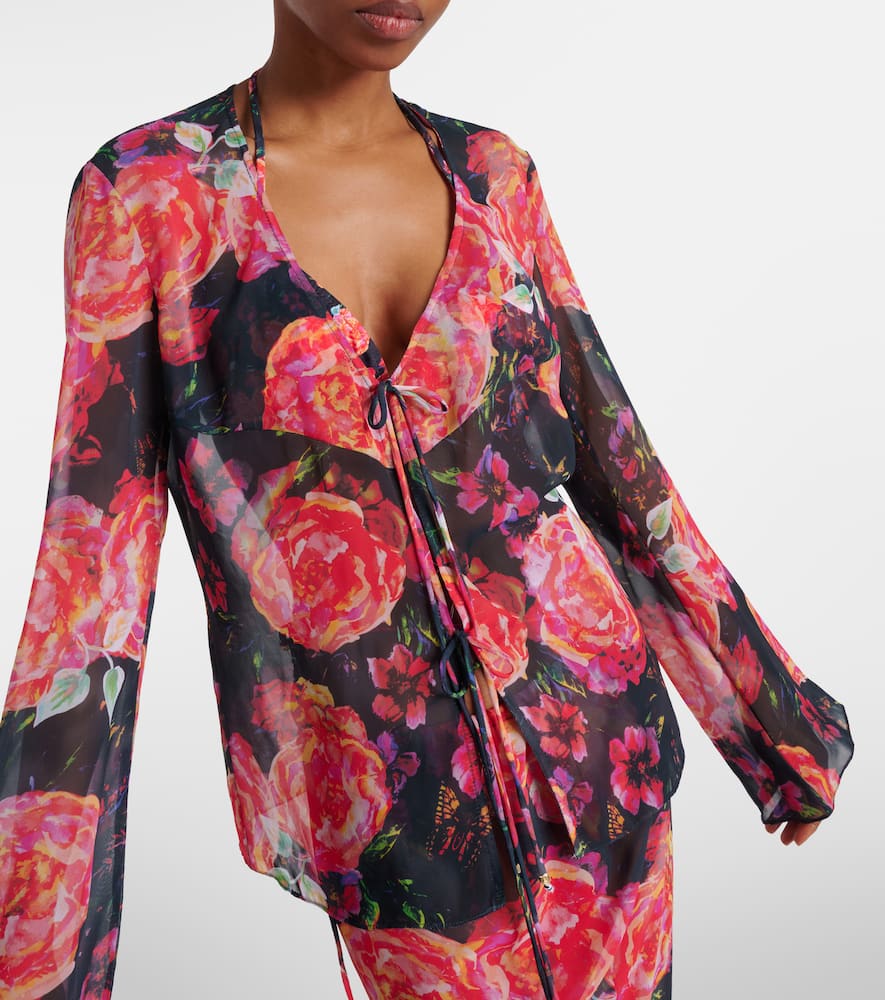 Vanessa floral chiffon beach cover-up