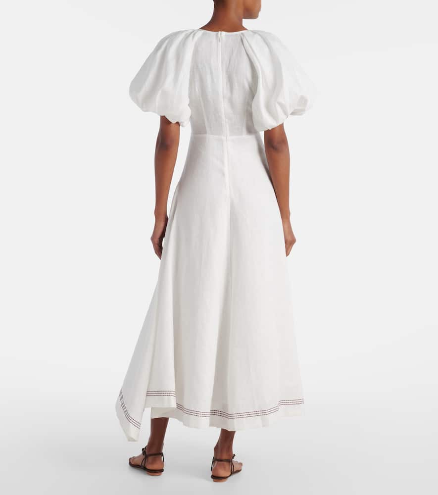 Alémais Magnolia embroidered linen midi dress