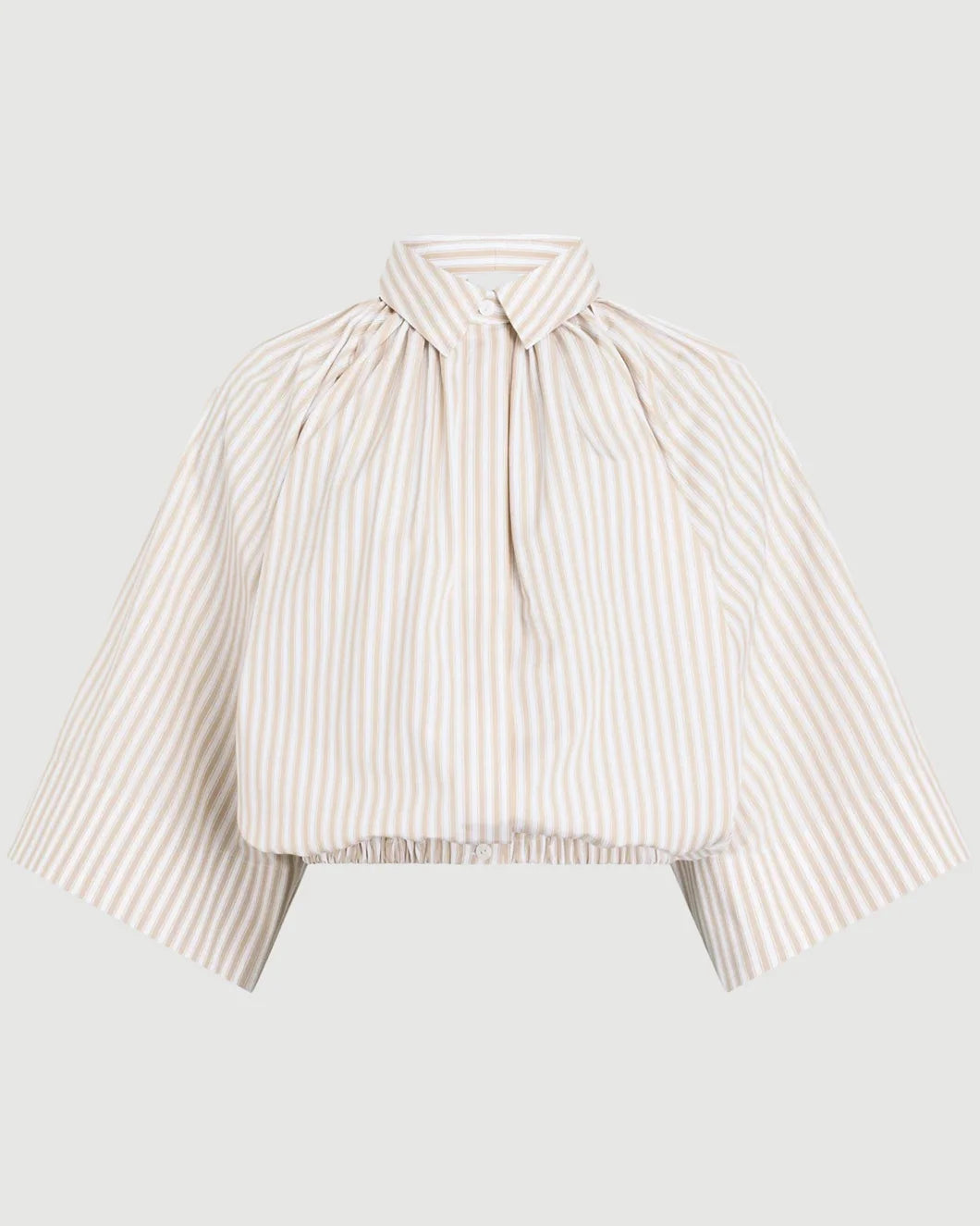 Organic Cotton Voluminous Short-Sleeved Striped Blouse