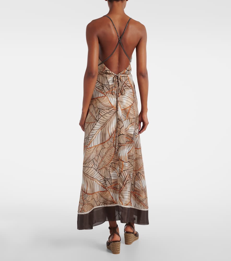 Printed silk maxi dress