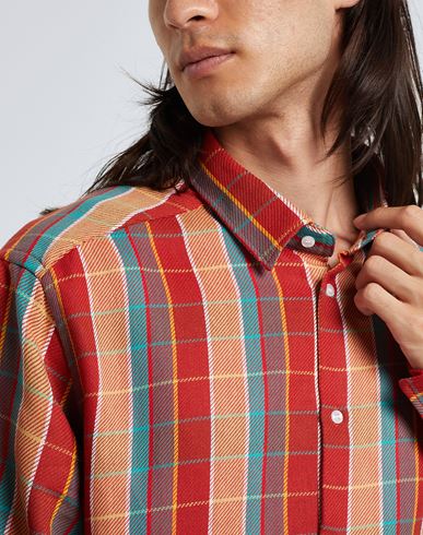 Cotton Striped Oversize Shirt Man Shirt Rust Size M Cotton