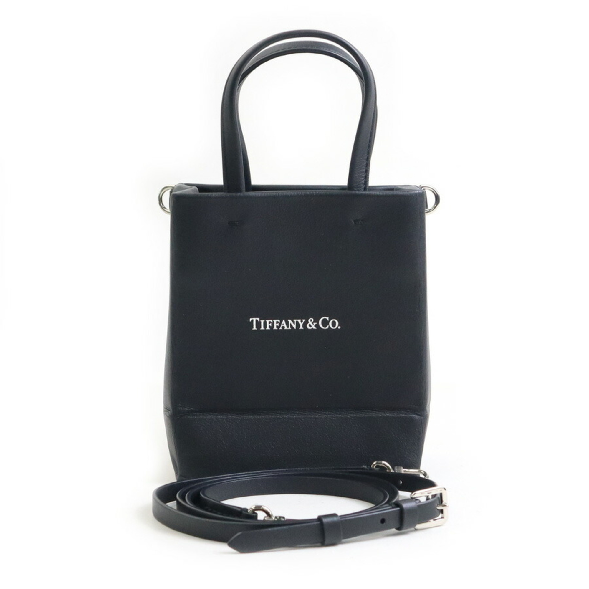 Tiffany Black Leather Shoulder Bag Pre-Owned