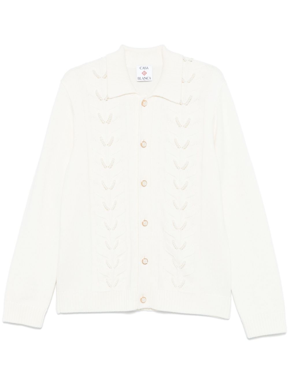 Faux-pearl-embellished cardigan - Neutrals