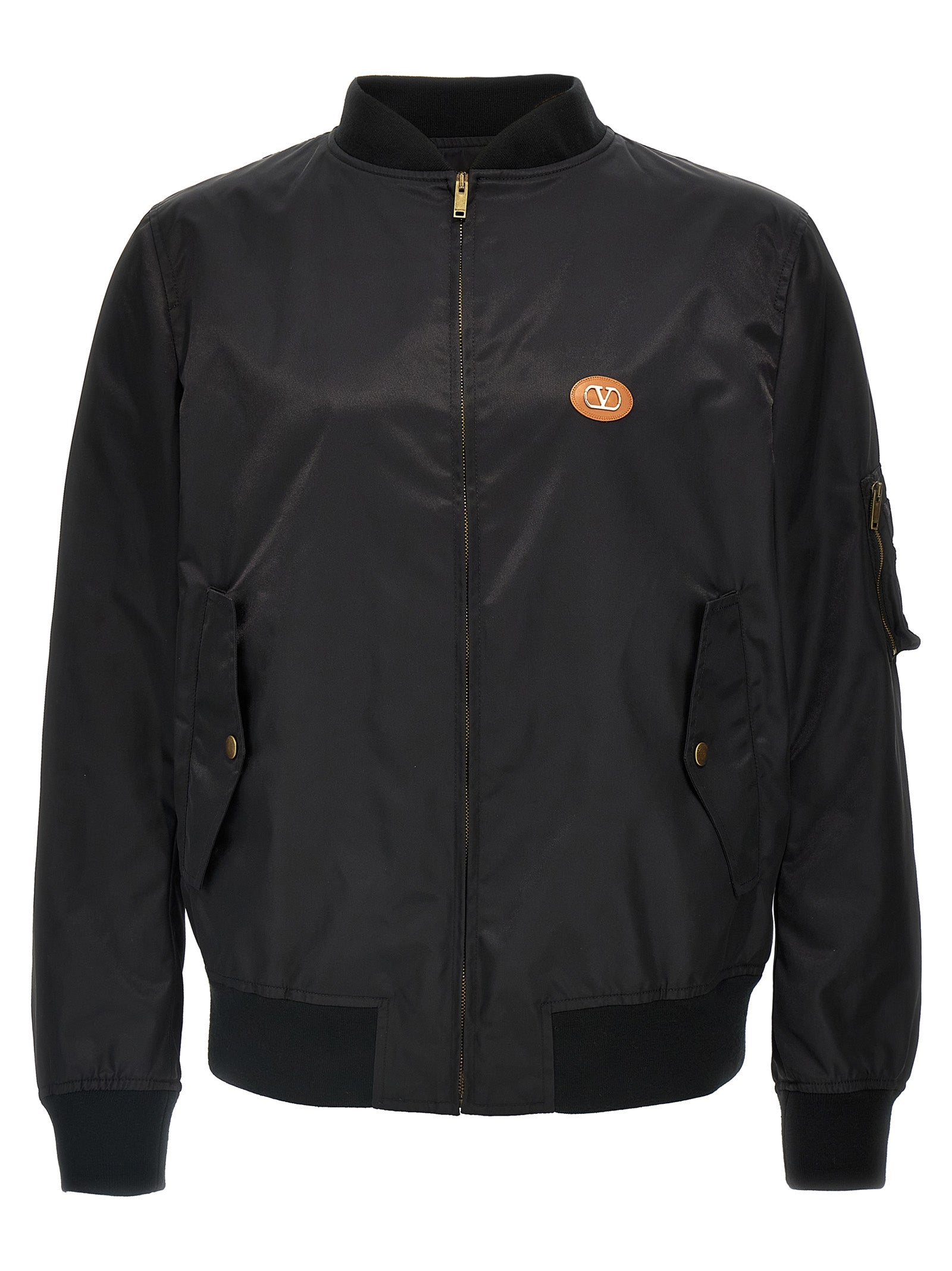 Logo-Patched Polyamide Bomber Jacket — Black