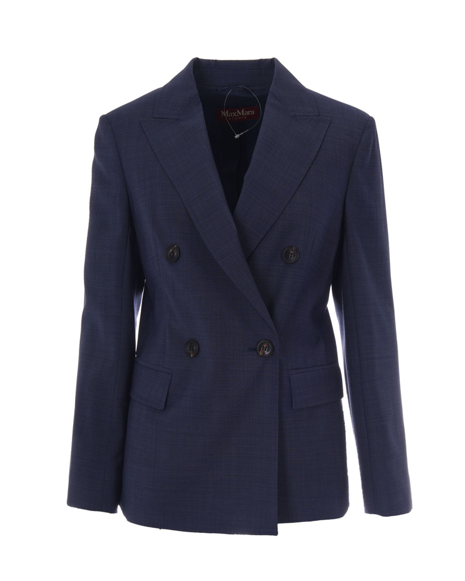 Blue Peaked Lapel Blazer