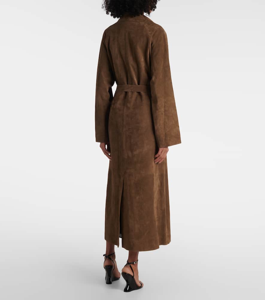 Suede wrap coat