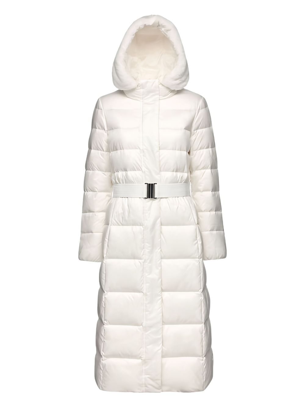 Pheby hooded belted puffer coat - White