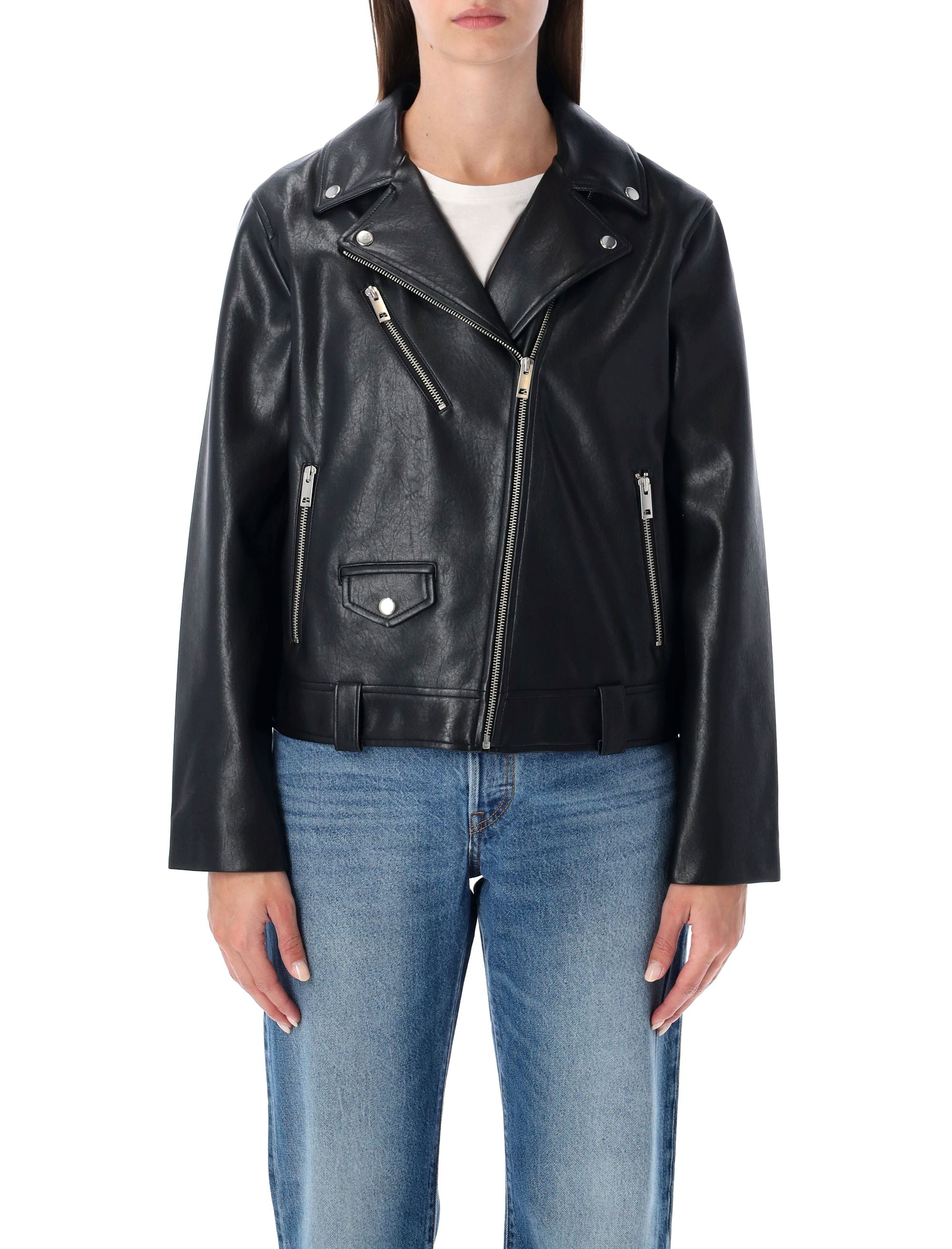 Kendal Moto Jacket with Pointed Lapels and Asymmetrical Zip