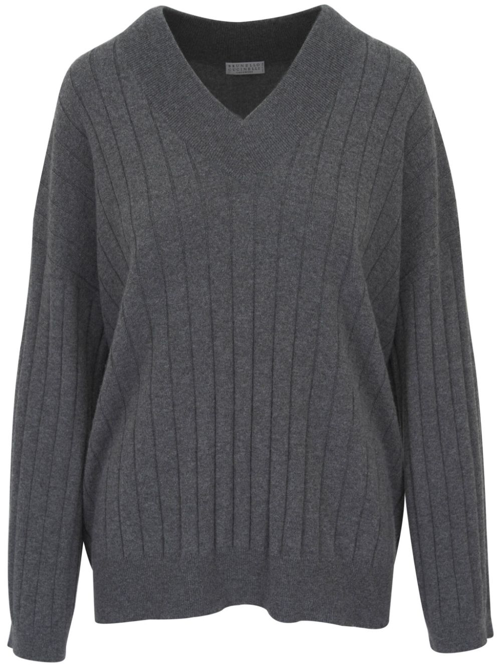 Cashmere Sweater With V-neck And Necklace