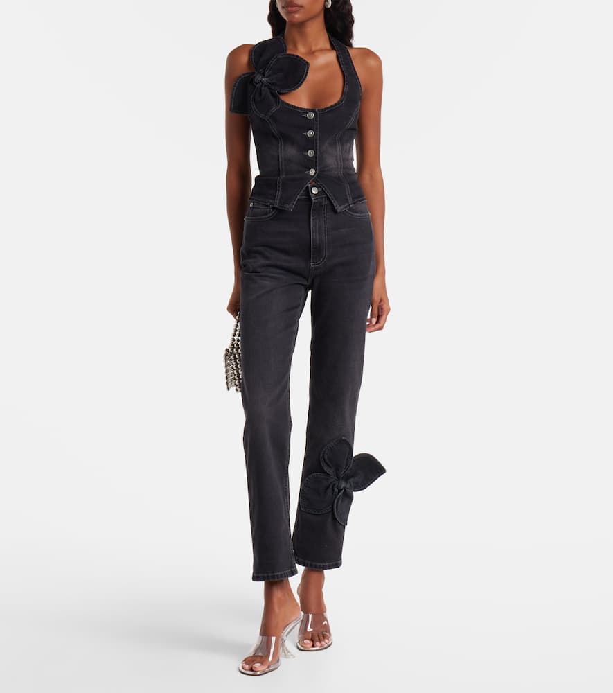 Bow-detail denim top