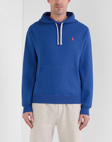 Cotton Blend Fleece Athleltic Hoodie Man Sweatshirt Bright blue Size XXL Cotton, Polyester