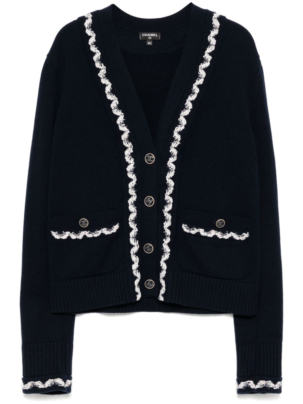 2000s braid embellishment cardigan - Blue
