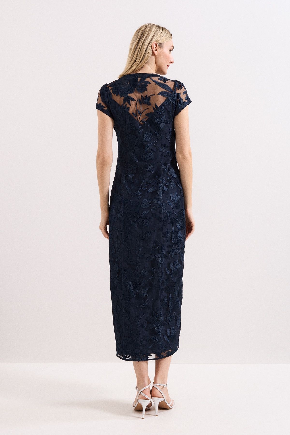Phase Eight Klaudia V-Neck Midi Dress In Dark Navy