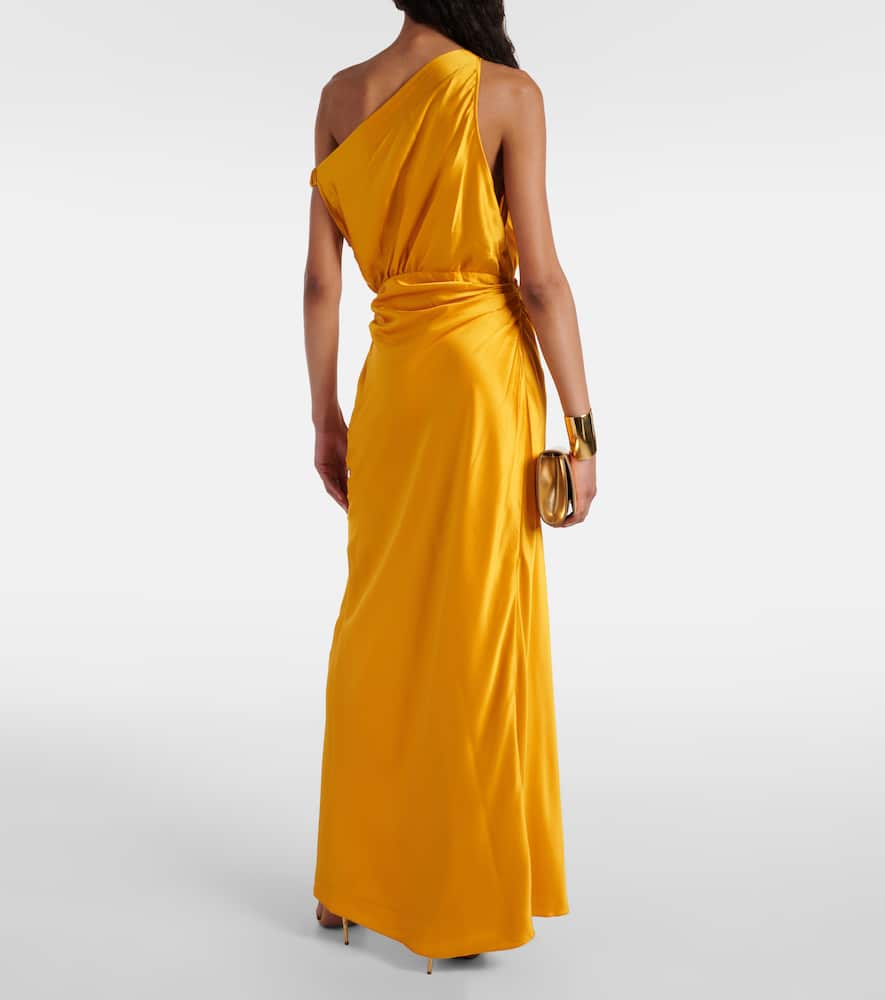 Draped silk satin wrap gown