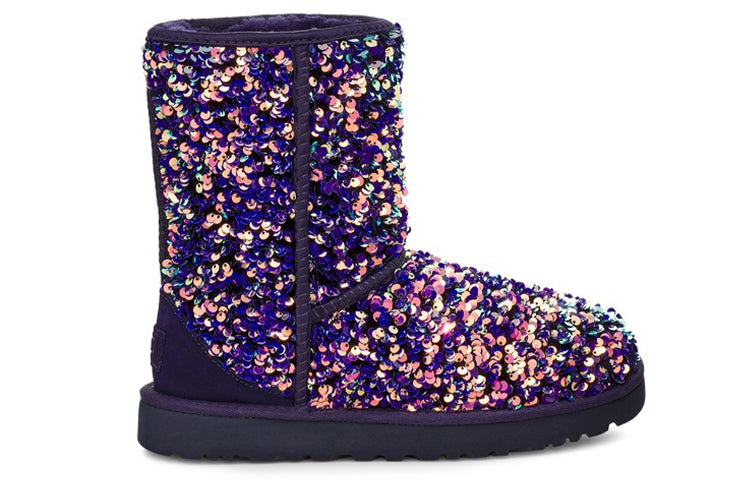 (WMNS) Classic Short Stellar Sequin Snow Boots Black/Blue/Purple