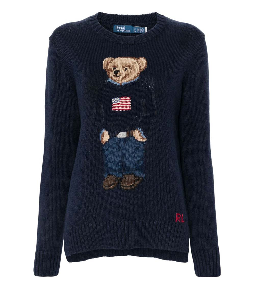 Navy Graphic Crew Neck Sweater