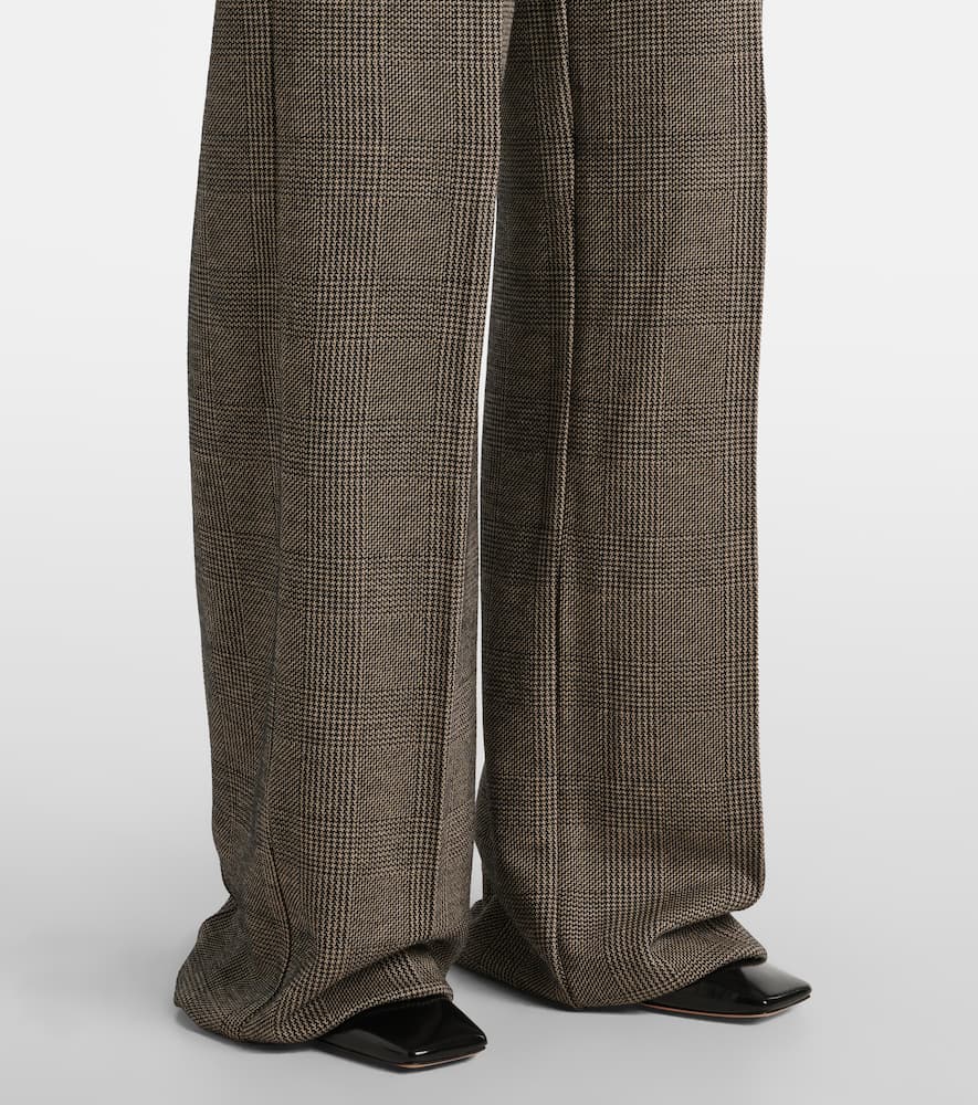 Max Mara Cognac houndstooth wool-blend straight pants