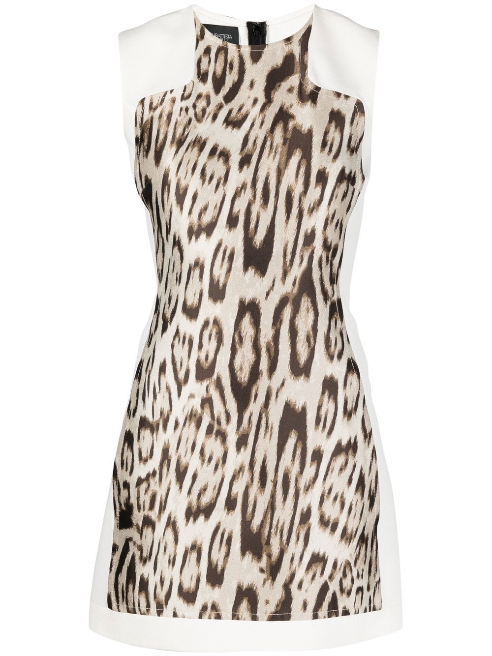 Panelled animal-print silk dress - White