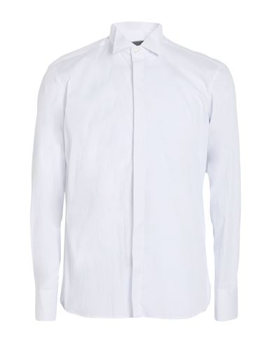 Man Shirt White Size L Cotton, Elastane