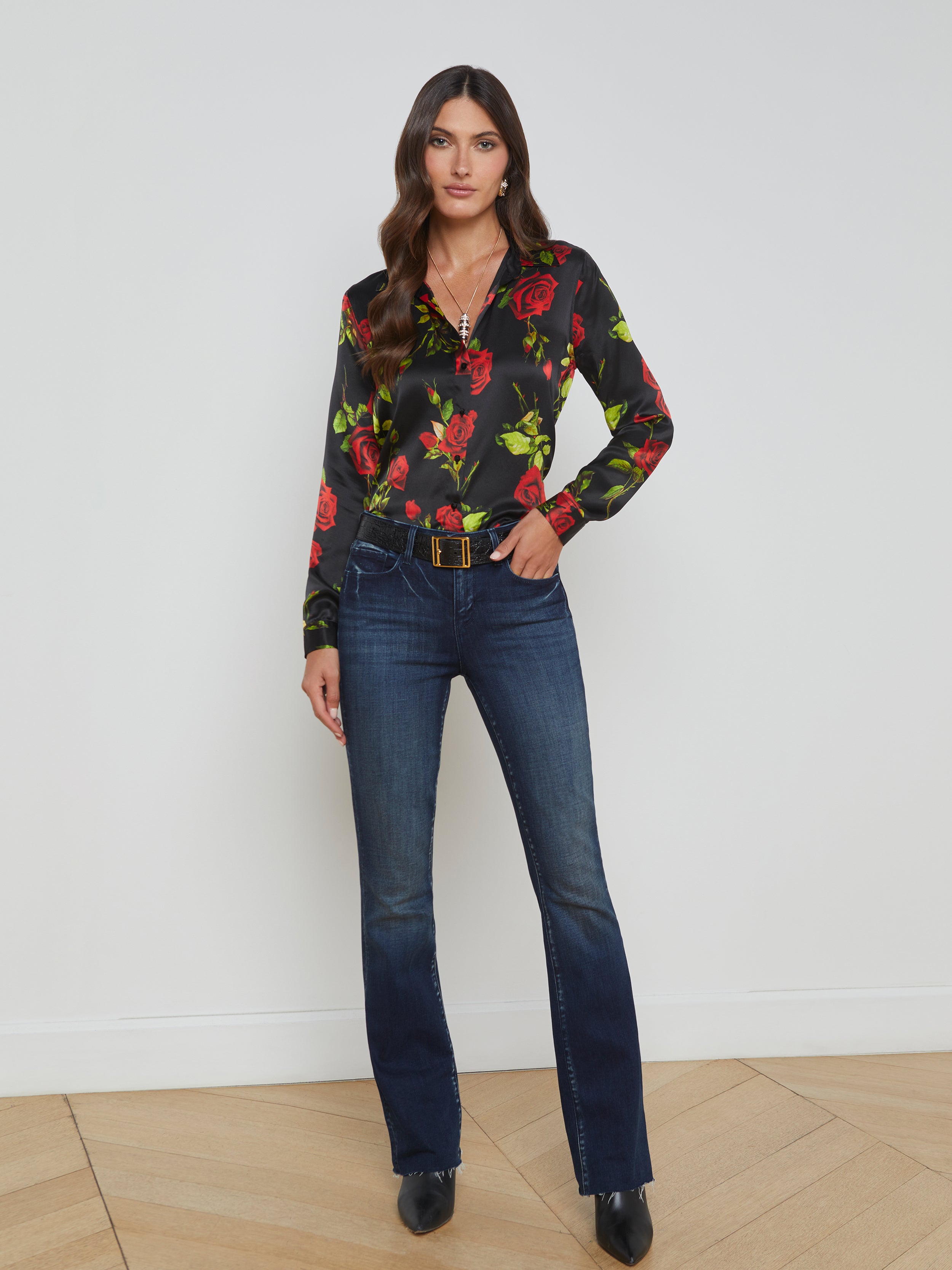 Tyler Silk Blouse Top In Black
