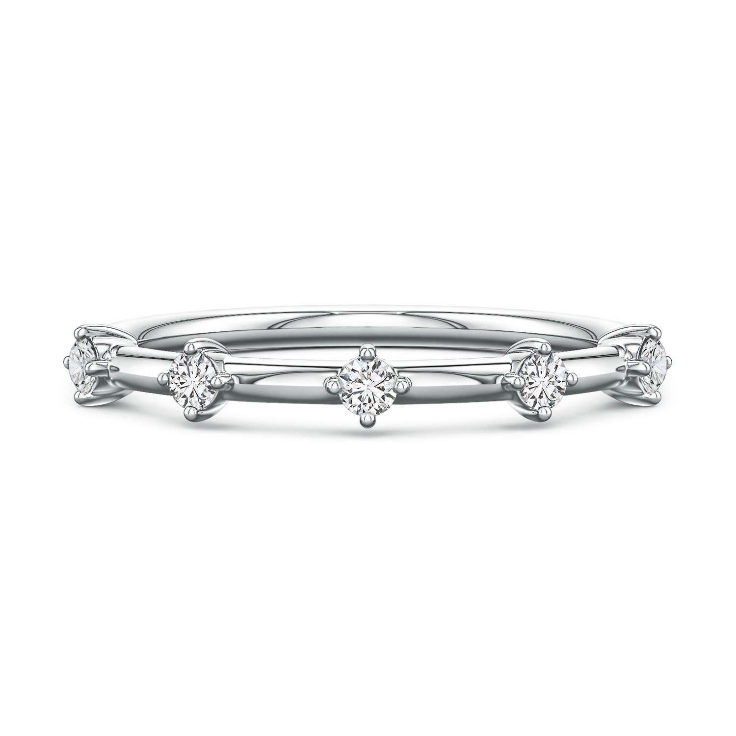 Angara 2 MM Round Diamond Five-Stone Station Ring in 14K White Gold