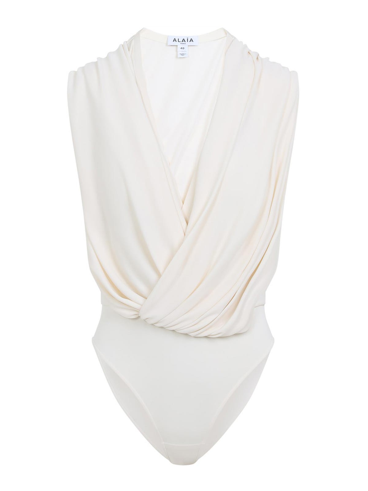 Alaïa - hooded lingerie bodysuit draped design sleevele