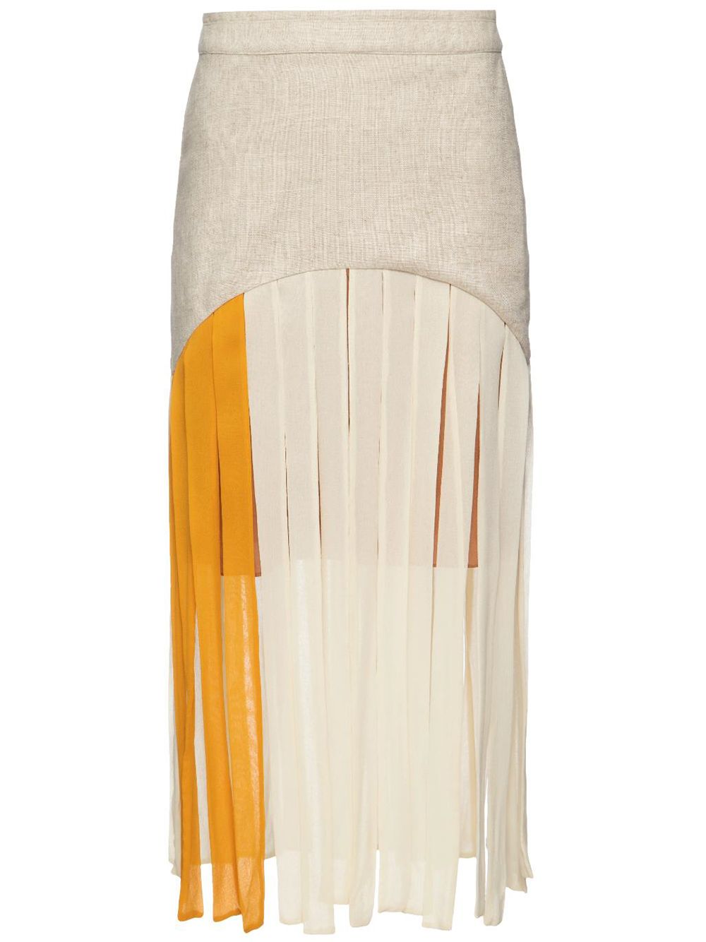 Fringe-detail pencil skirt - Neutrals