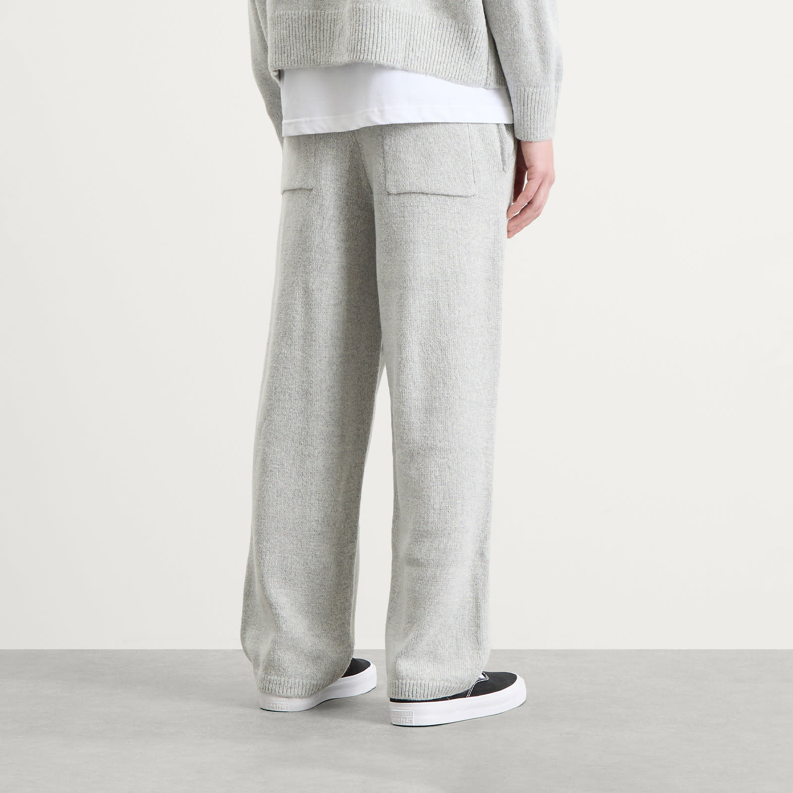 Men's Mohair Blend Knit Wide Leg Joggers Light Grey
