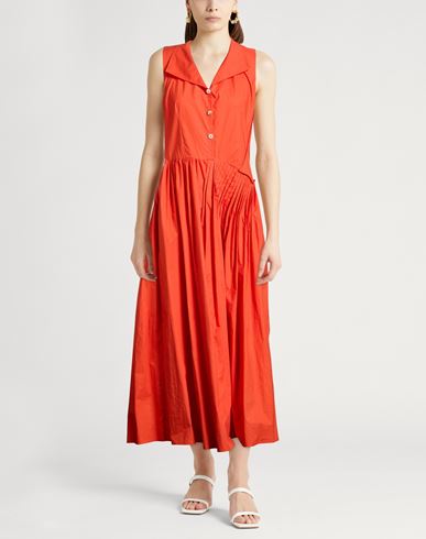 Woman Midi dress Red Size 10 Cotton