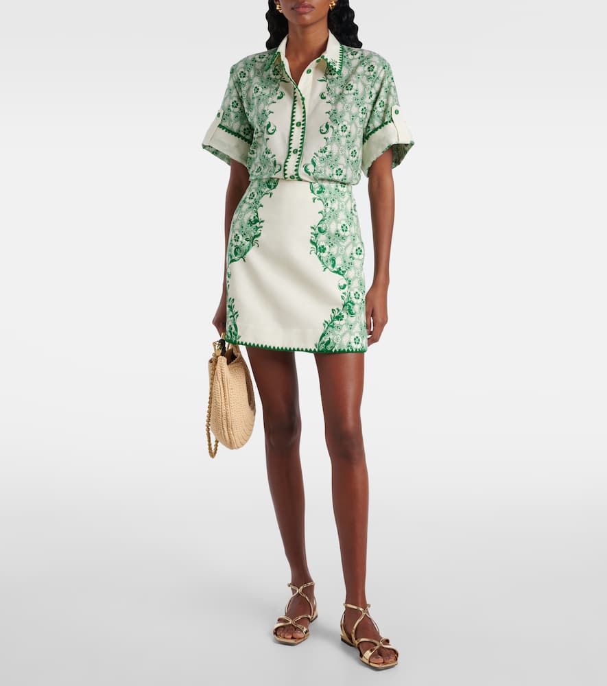 Alémais Olive printed cotton and silk shirt