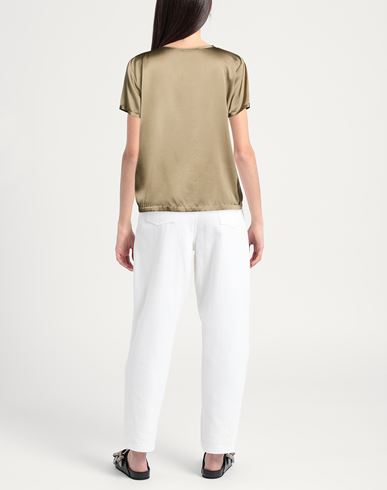 Woman Top Military green Size M Silk, Elastane