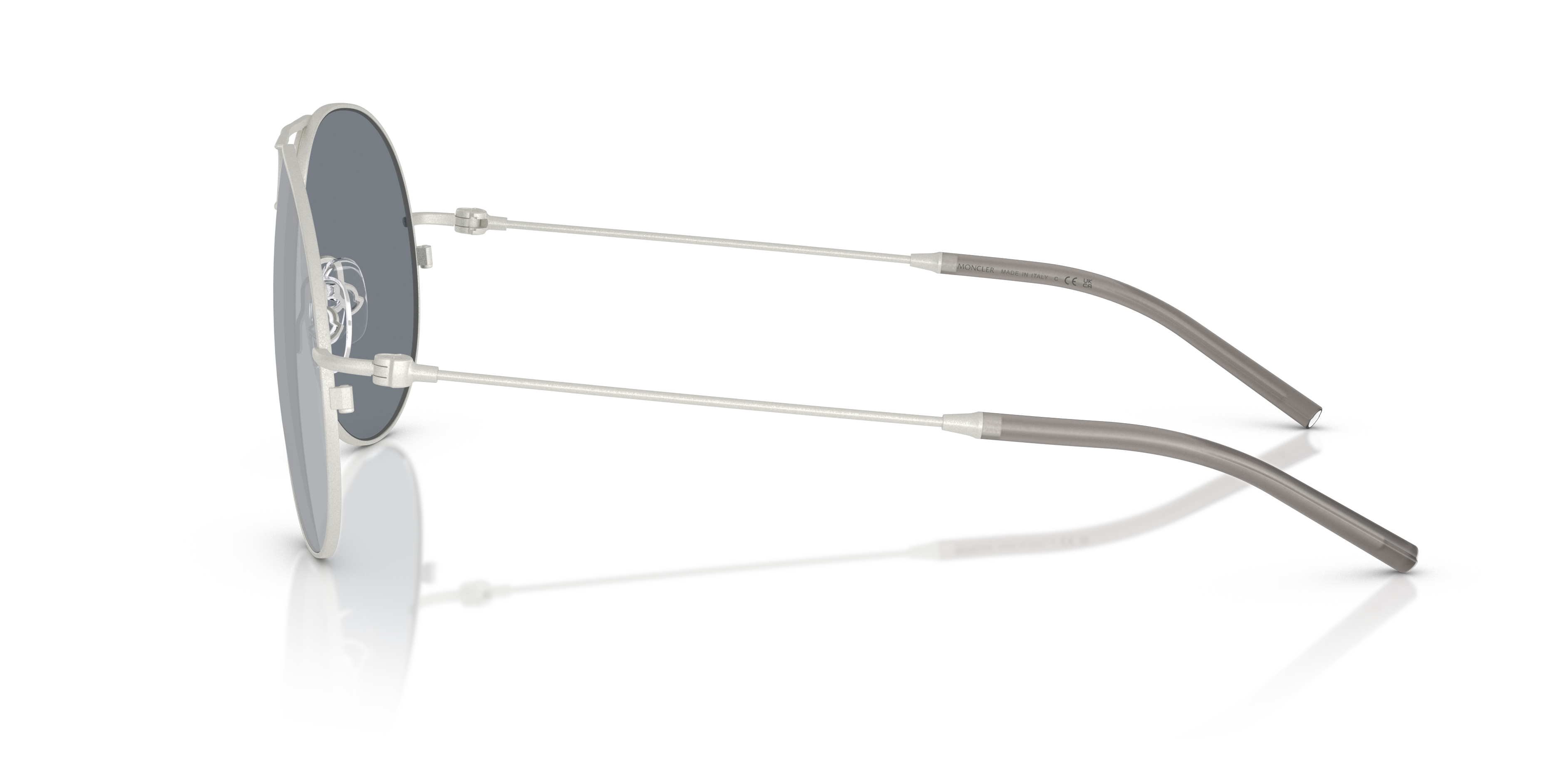 Moncler Unisex Moncler ME4002 FLYZE 10041U Gafas de sol Acero Plata Azul Piloto Espejo