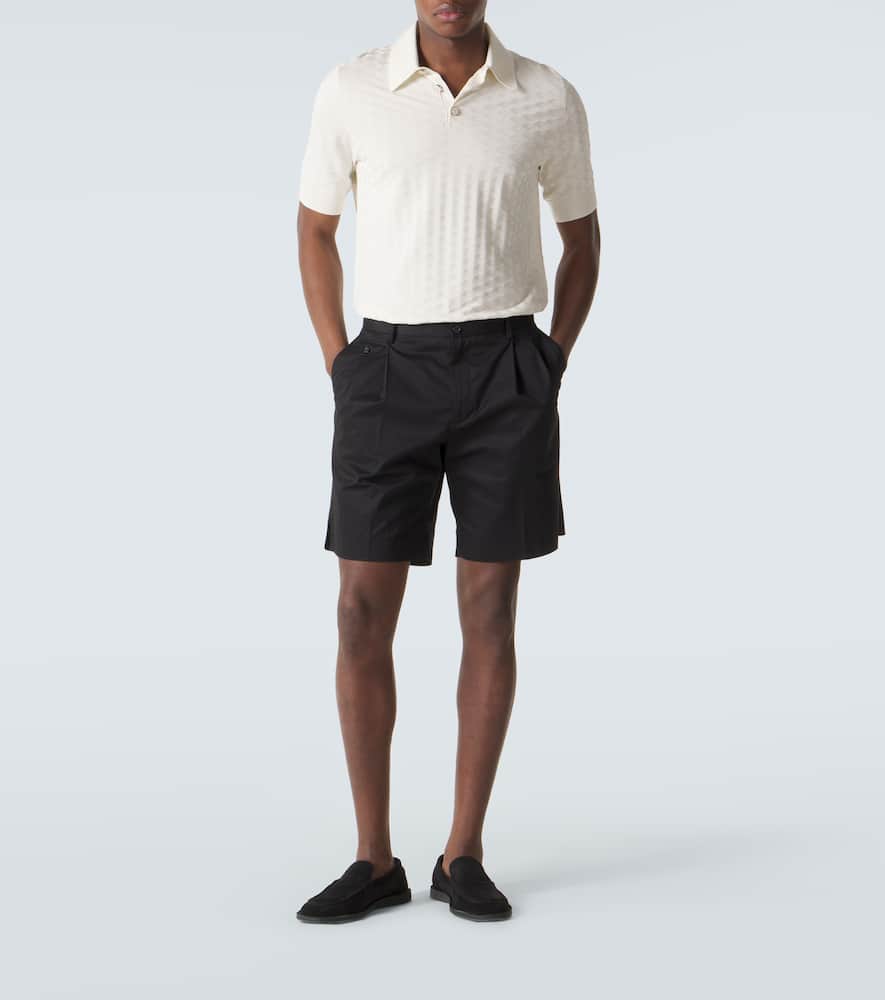 Cotton Tailored Shorts with Double Pleat