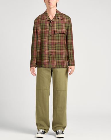 Man Shirt Military green Size 40 Linen