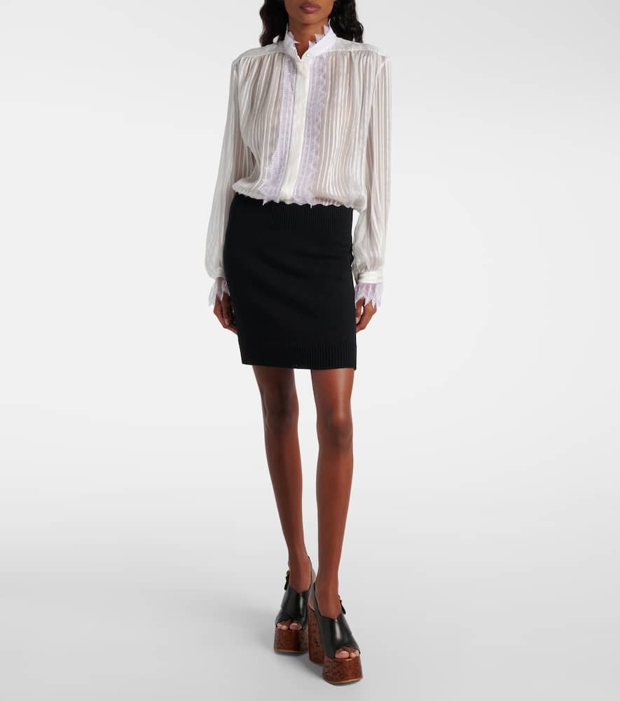 Chloé Ribbed-knit wool and cashmere miniskirt