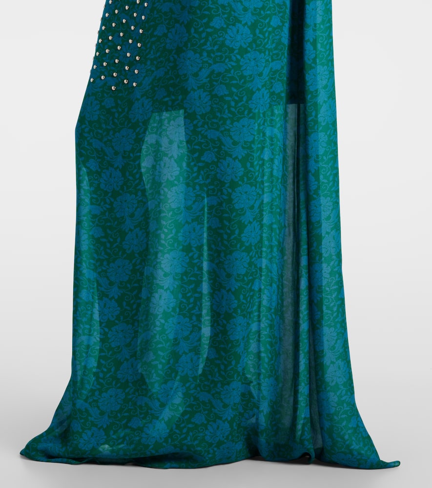 Printed embellished maxi dress