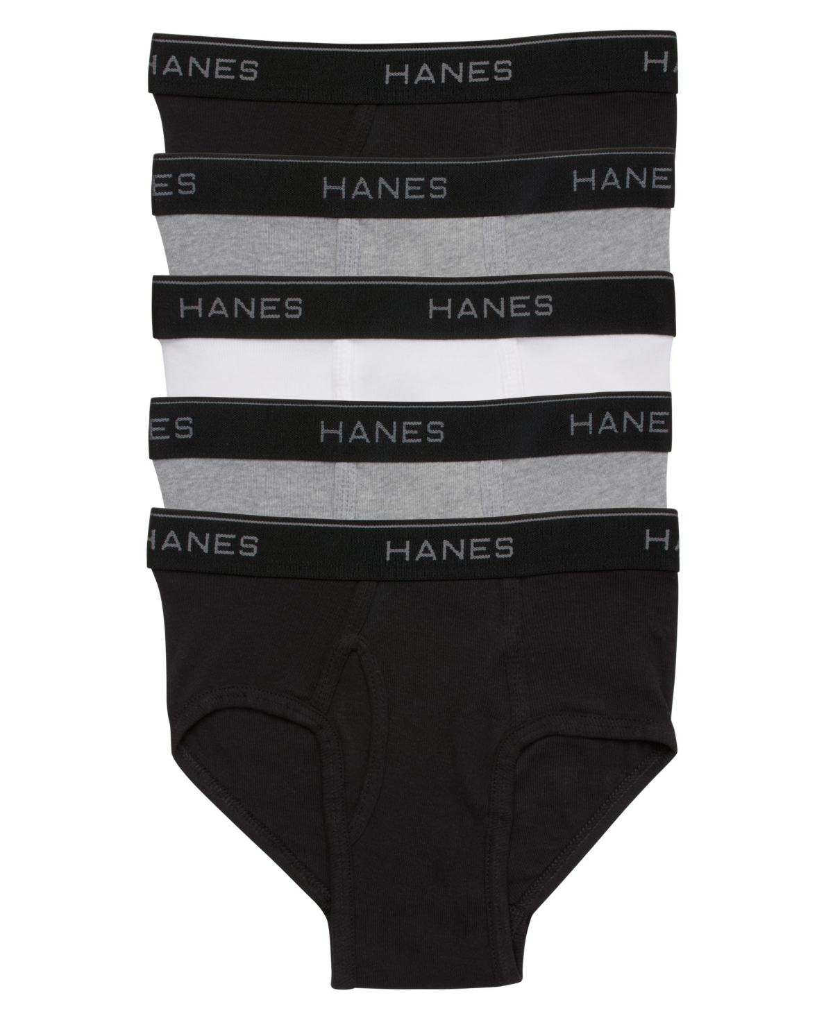Big Boys Ultimate Cotton Blend Dyed Brief, Pack of 5 - Black, Gray