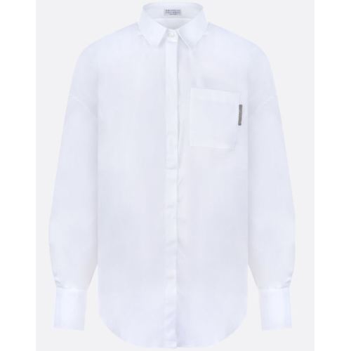 Plain long-sleeved shirt - White
