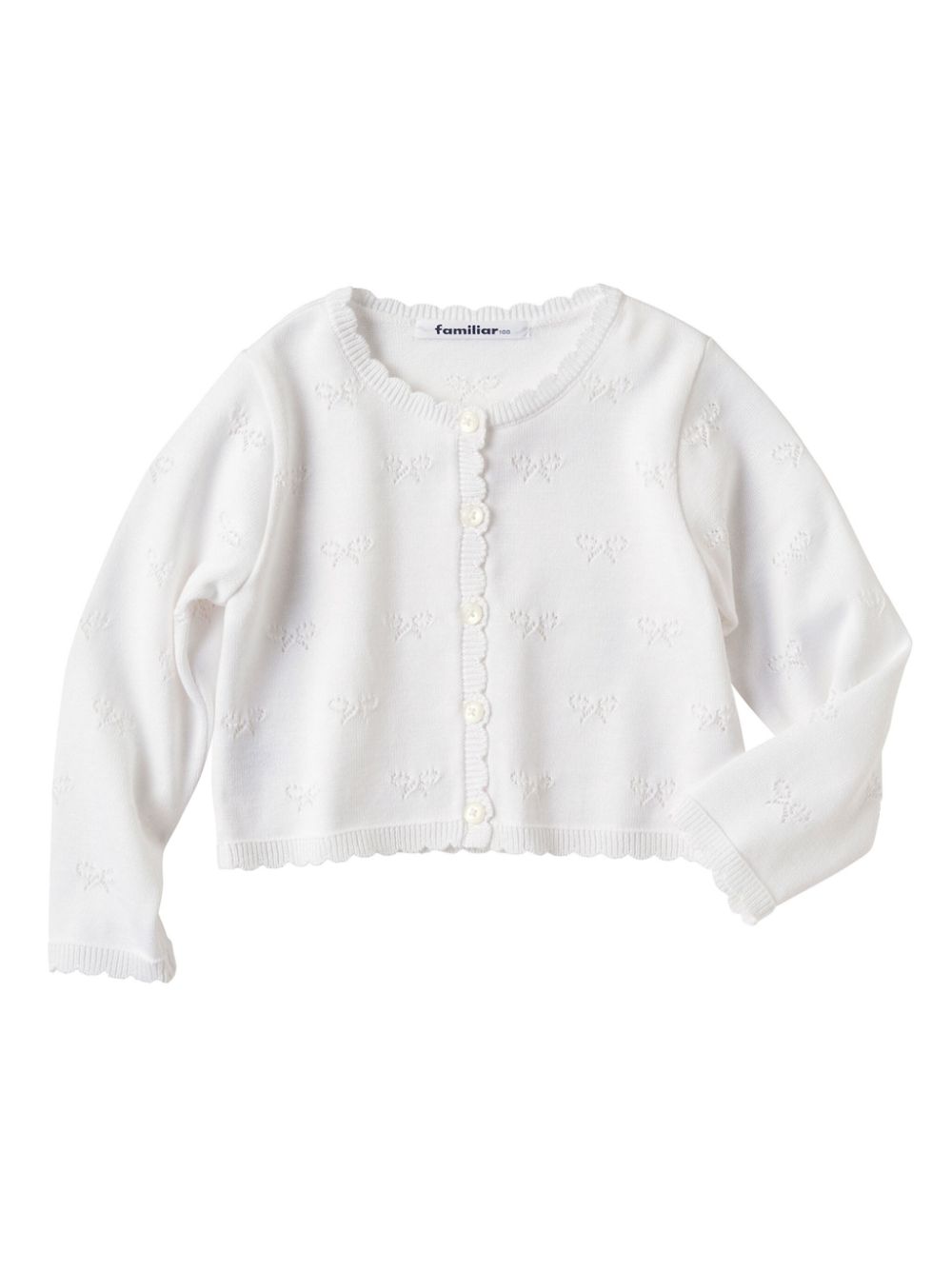Scalloped pointelle-knit cardigan - White