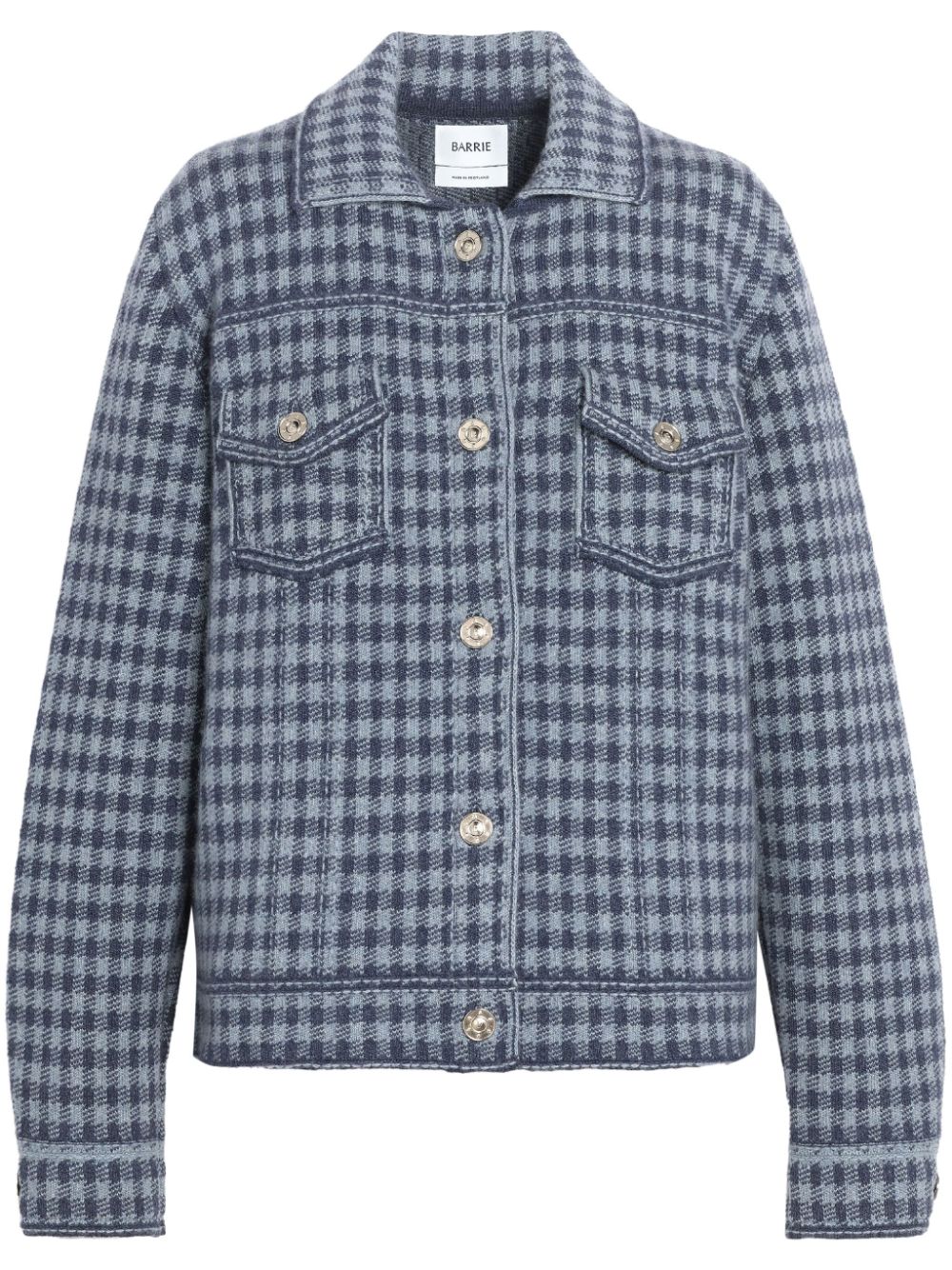 Gingham cashmere-blend jacket - Blue