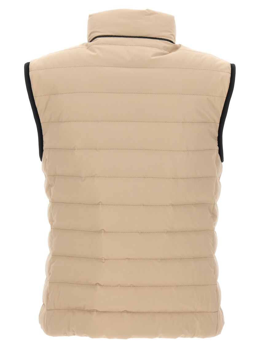 Sleeveless Down Jacket In Membraned Nylon With Monile