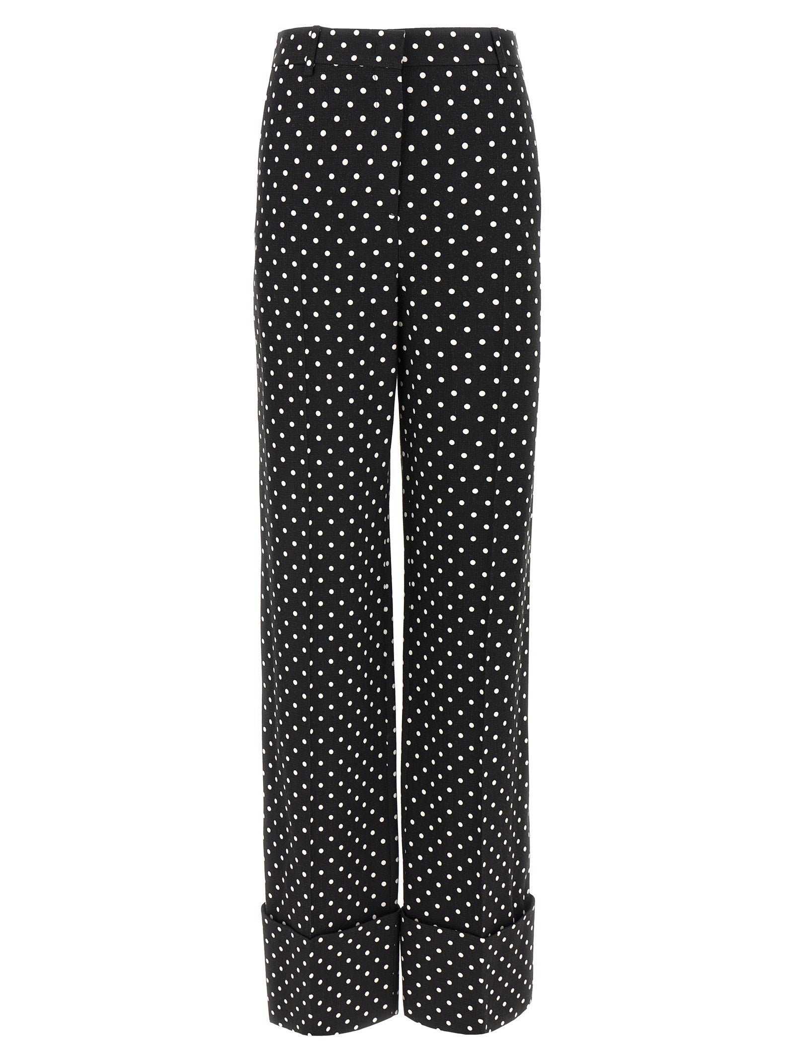 Polka Dot Viscose Trousers — Black