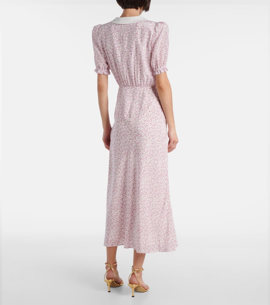 Flower silk midi dress