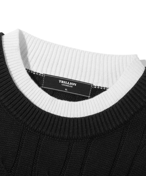 Layered Cable Knit_Black