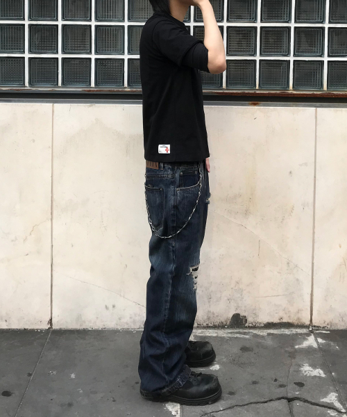 Dirty Faded Straight Denim Pants