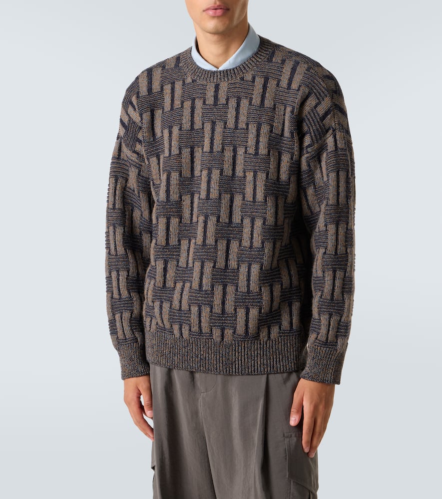 Basketweave-knit camel hair sweater