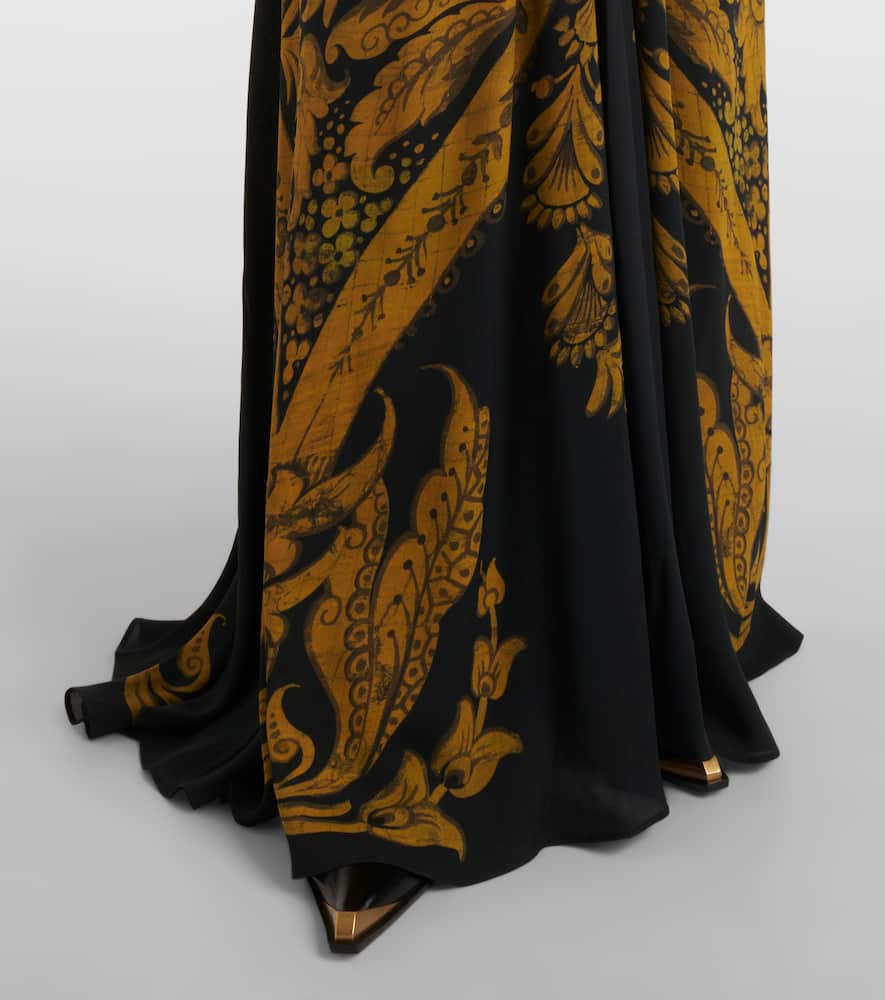 Printed crêpe jersey gown